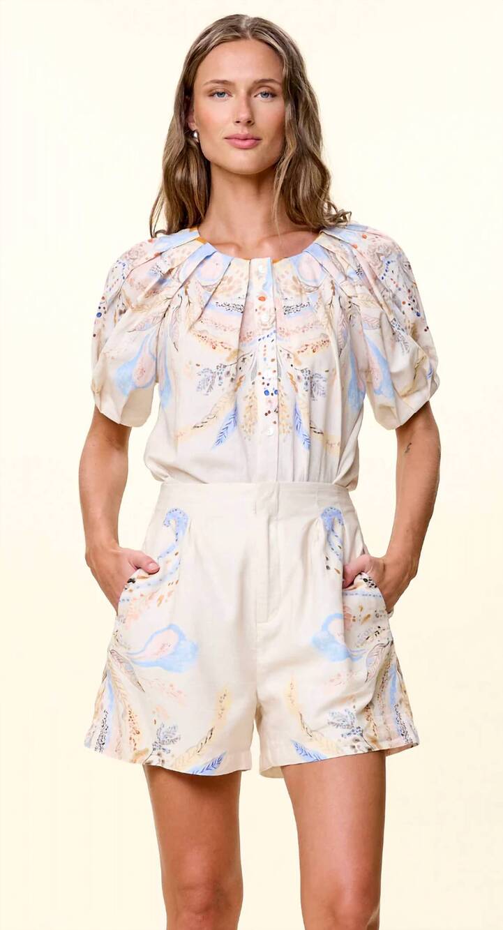 NEW CLEOBELLA sebastian pull-on short in goleta print